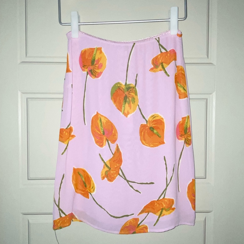 NWT Reformation Isla Skirt Luciana Purple Orange Floral Print Midi Slip Size 0 - Picture 3 of 7